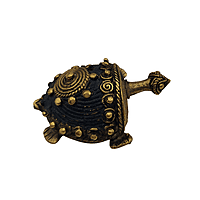 Brass Turtle with Green Embroidered Shell | Vastu Tortoise Showpiece India