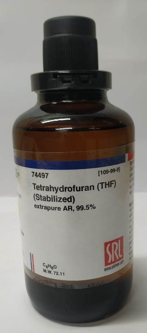 Tetrahydrofuran (THF) 500ml (Stabilized) extrapure AR, 99.5% SRL