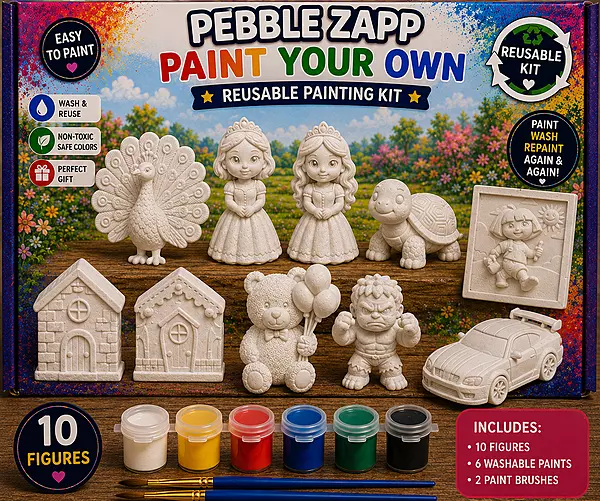 Reusable DIY Painting Kit for Kids | Peacock, Dora Plate, Princess, Tortoise & More
