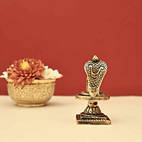 Brass Shivling with Sheshnag for Home Temple - 3.5 inch Height | Sacred Brass Shivling with Sheshnag Design for Spiritual Worship