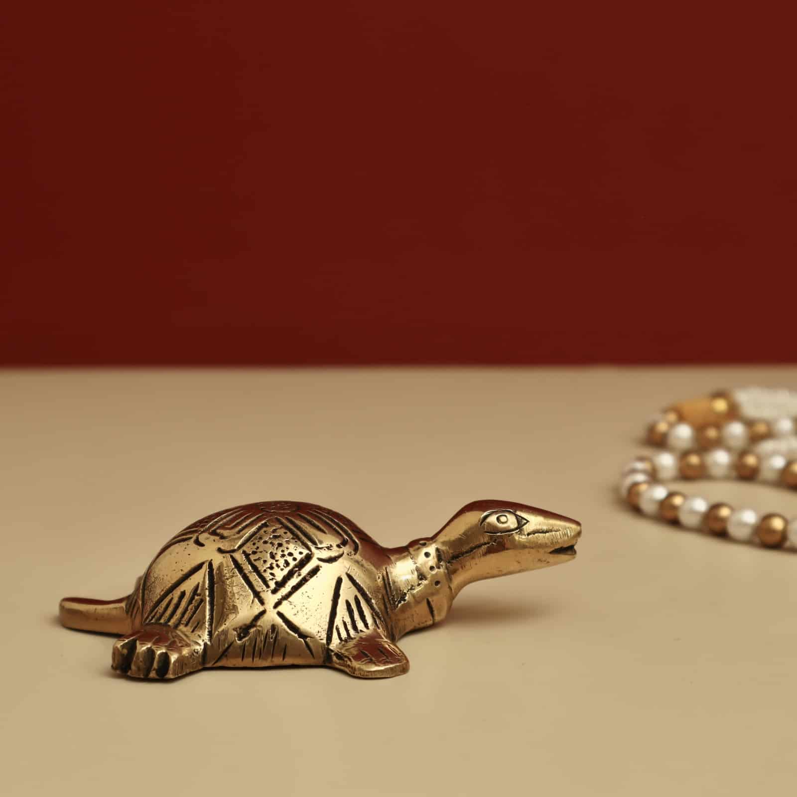 Brass Tortoise with Shree Yantra/Kuber Yantra on Back - 4 inch Length | Brass Tortoise with Shree Yantra/Kuber Yantra for Vastu Benefits