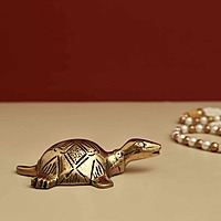 Brass Tortoise with Shree Yantra/Kuber Yantra on Back - 4 inch Length | Brass Tortoise with Shree Yantra/Kuber Yantra for Vastu Benefits