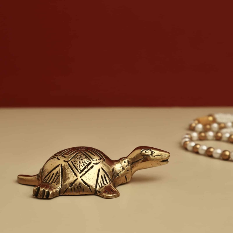 Brass Tortoise with Shree Yantra/Kuber Yantra on Back - 4 inch Length | Brass Tortoise with Shree Yantra/Kuber Yantra for Vastu Benefits