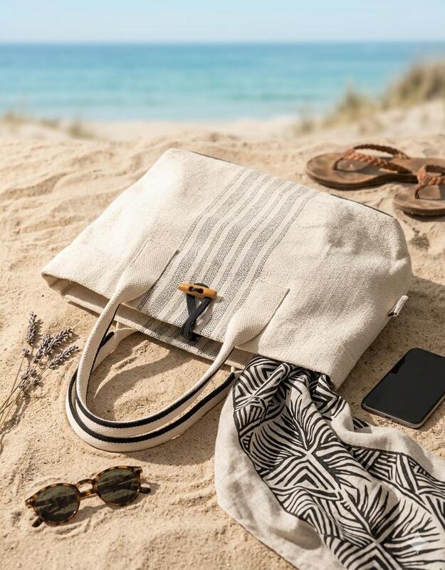 FLS BLACK STRIPE TOTE BAG