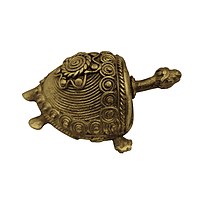 Carved Brass Tortoise Vastu Showpiece | Floral Spiral Shell