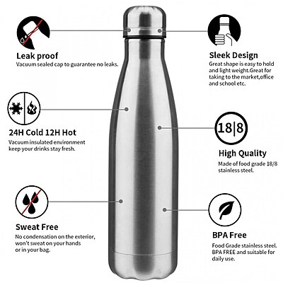 750 ML Stainless Steel Hot and Cold Water Bottle for Office Pack of 1 750 ML Stainless Steel Hot and Cold Water Bottle for Office Pack of 1