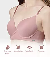 ENAMOR Innovations Transform Gel-Cup, Air-Brush Enhancer, Double Push-Up Women's Bra - Powder finish, Padded, Wired, Medium Coverage F114 NOSTALGIA ROSE 38C