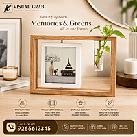 Wooden Photo Frame With Glass Vase Holder
