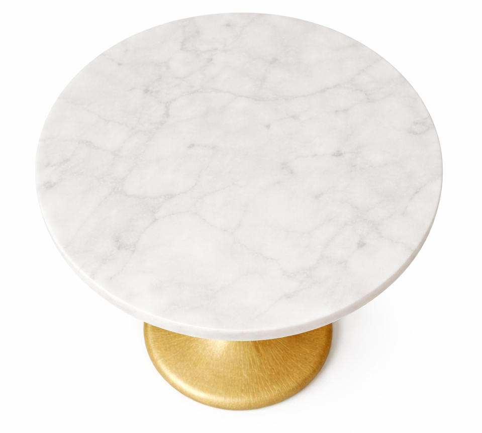 Icon Gold Leaf Accent Peg Table Marble Top