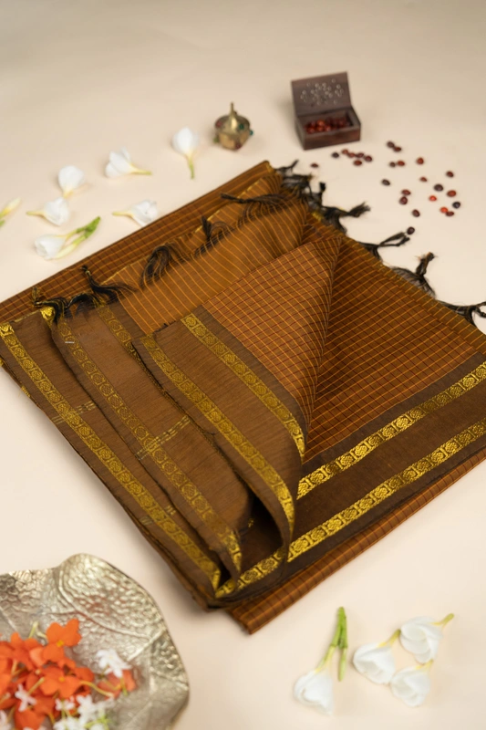 Arani Checked Cotton - Mustard Brown