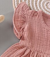 Rose Pearl Crinkled Muslin Frill Frock