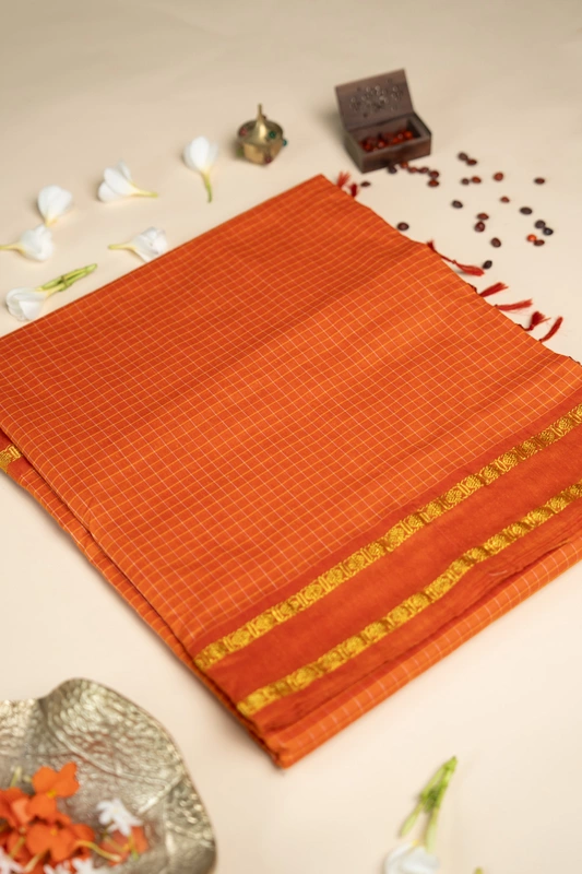 Arani Checked Cotton - Burnt Orange