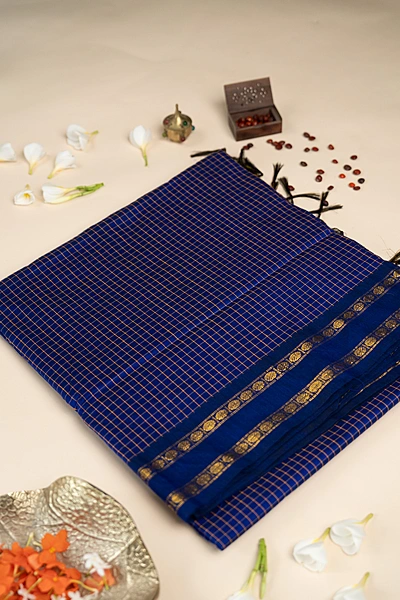 Arani Checked Cotton - Royal Blue