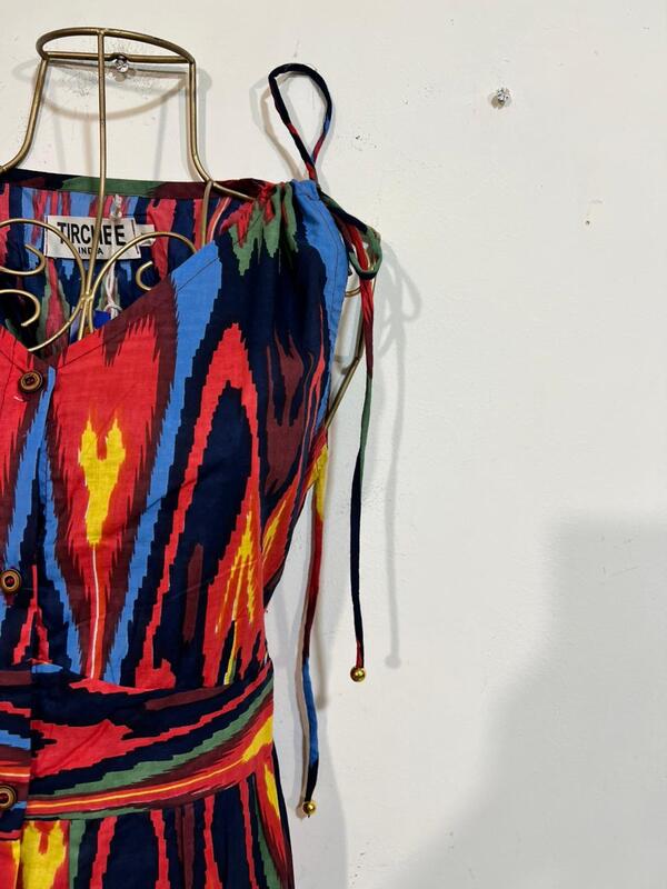 Leher's Sleeve-Less Fit & Flare Dress - Black with colourful Ikkhat