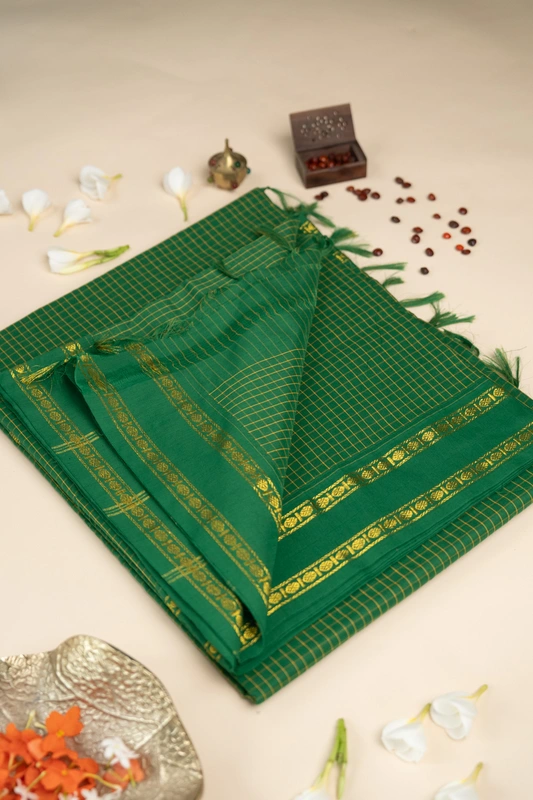 Arani Checked Cotton - Emerald Green