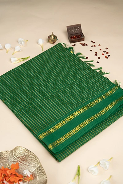 Arani Checked Cotton - Emerald Green