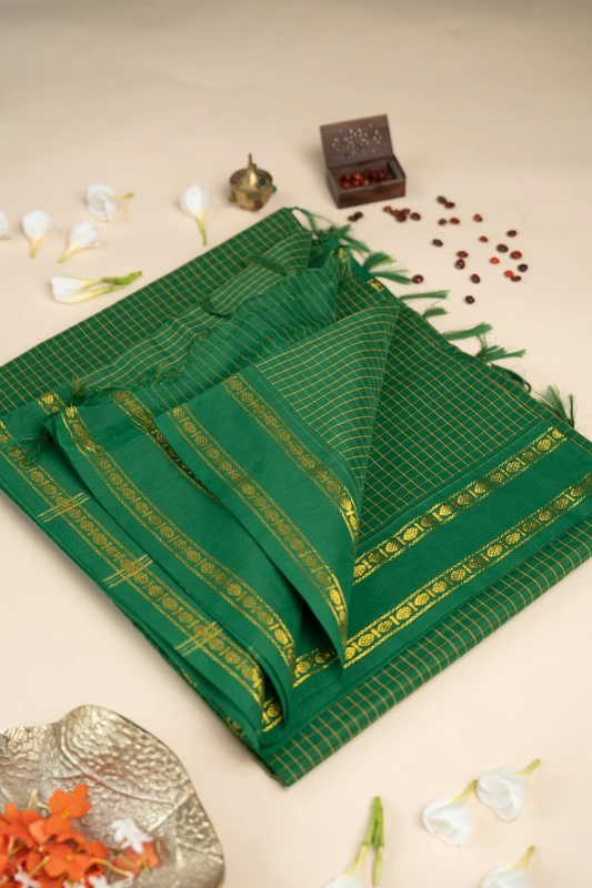 Arani Checked Cotton - Emerald Green
