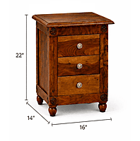 Louis Three Drawer Solidwood Bedside Nightstand