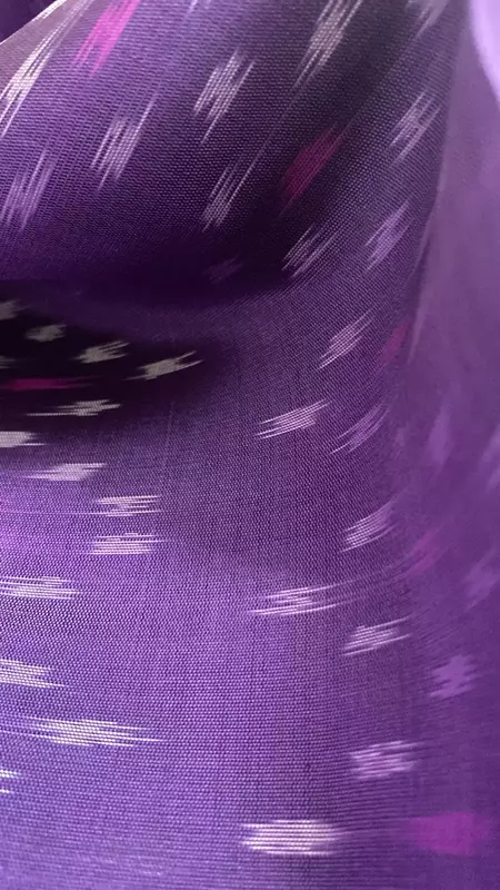 Pastel Purple Ikat Silk Saree with Tree Motifs & Contrast Border with ikat blouse | Handloom Saree
