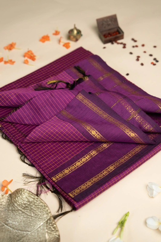 Arani Checked Cotton - Purple