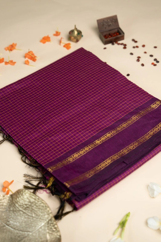 Arani Checked Cotton - Purple