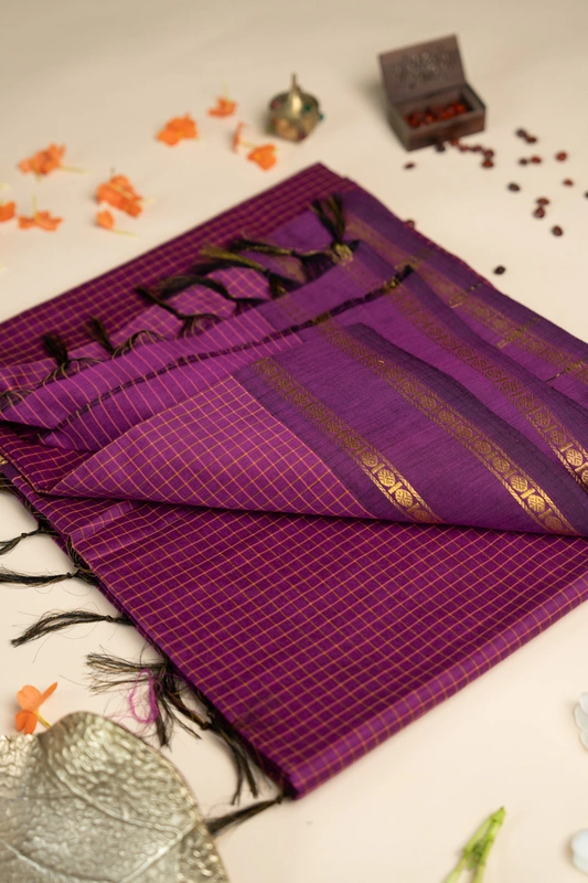 Arani Checked Cotton - Purple