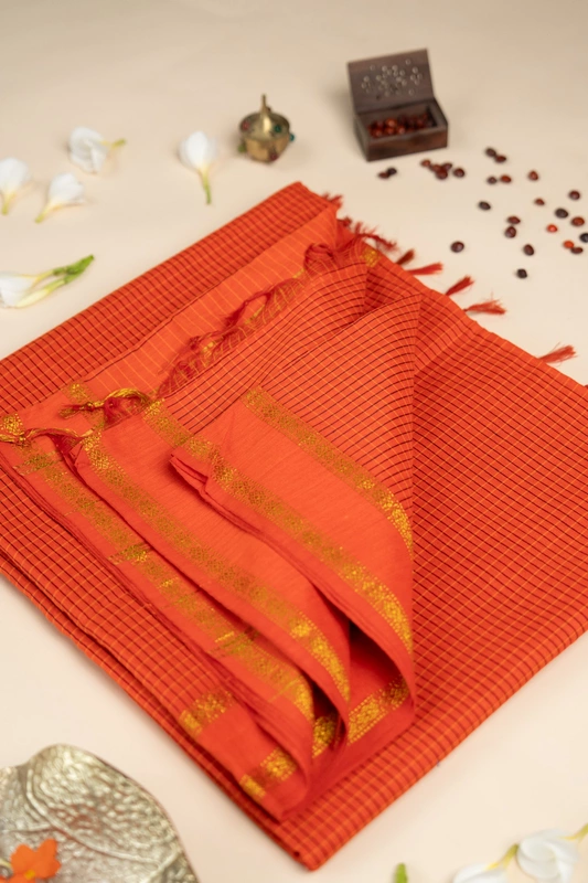 Arani Checked Cotton - Bright Orange