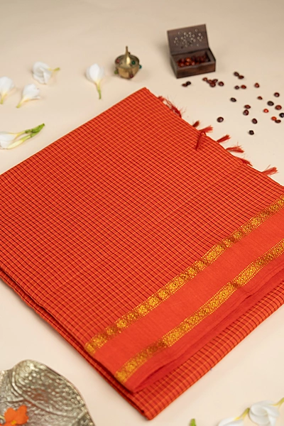 Arani Checked Cotton - Bright Orange