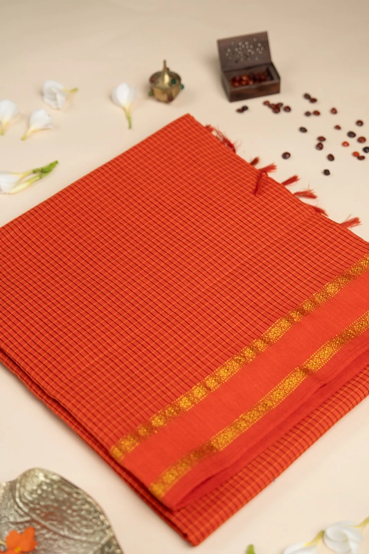 Arani Checked Cotton - Bright Orange