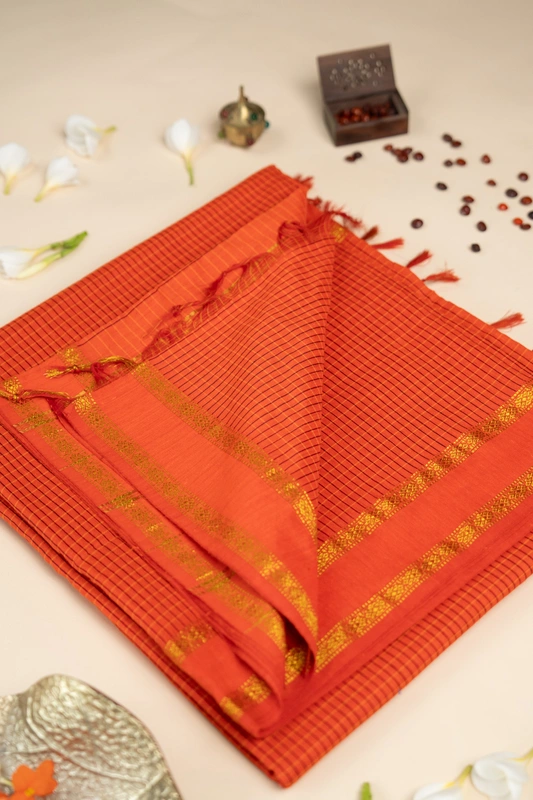 Arani Checked Cotton - Bright Orange