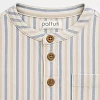 Pattuti Boys Set ( Shirt & Trosur ) - White / Brown / Blue