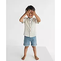 Pattuti Boys Set ( Shirt & Trosur ) - White / Brown / Blue