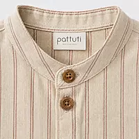 Pattuti Boys Set ( Shirt & Trosur ) - White / Brown / Blue