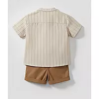 Pattuti Boys Set ( Shirt & Trosur ) - White / Brown / Blue