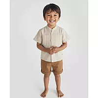 Pattuti Boys Set ( Shirt & Trosur ) - White / Brown / Blue