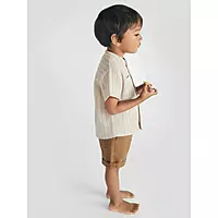 Pattuti Boys Set ( Shirt & Trosur ) - White / Brown / Blue