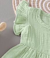 Mint Mist Crinkled Muslin Frill Frock