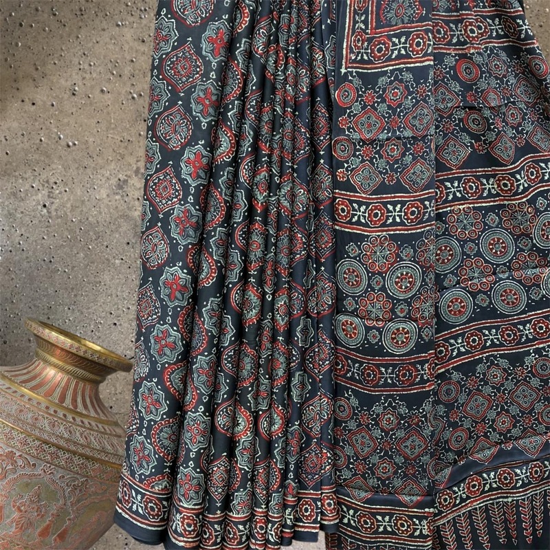 Block Print Modal Silk Saree #5