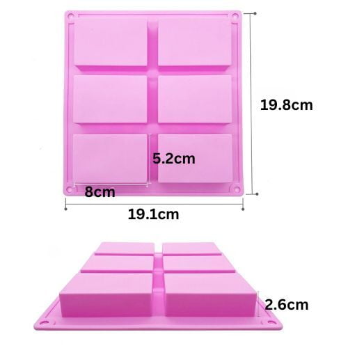 Silicon Mold Rectangle No 4 - 6 Cavity - 100g Light