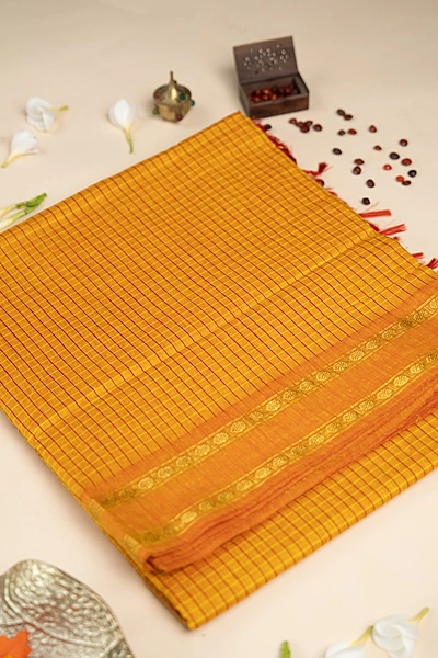 Arani Checked Cotton - Golden Mustard