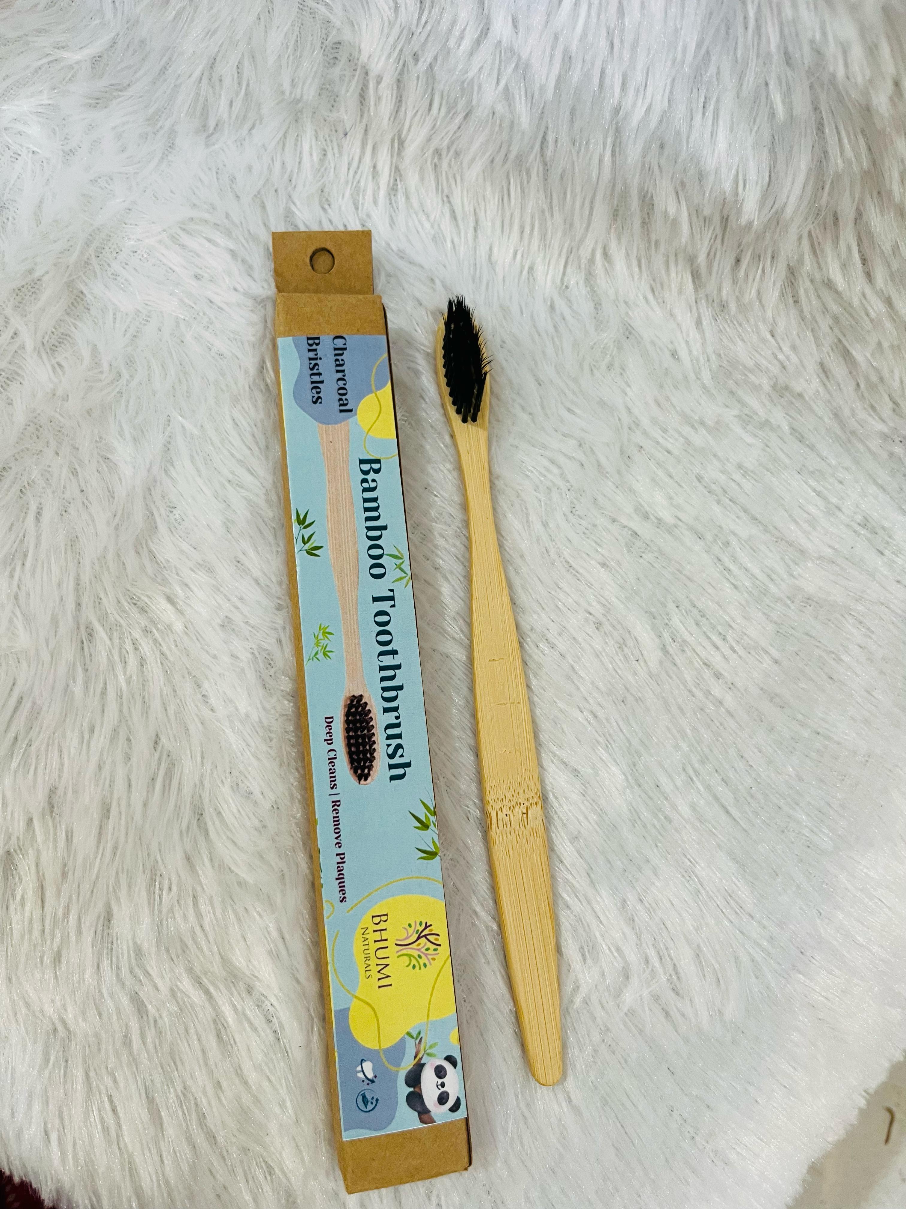 Bamboo Adult Toothbrush- Activated Charcoal Bristles Bamboo Adult Toothbrush- Activated Charcoal Bristles