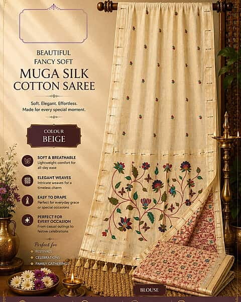 MUNGA SILK COTTON SAREE MHTSFSC24846 MUNGA SILK COTTON SAREE MHTSFSC24846