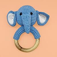 Milo The Elephant Wooden Crochet Baby Rattle