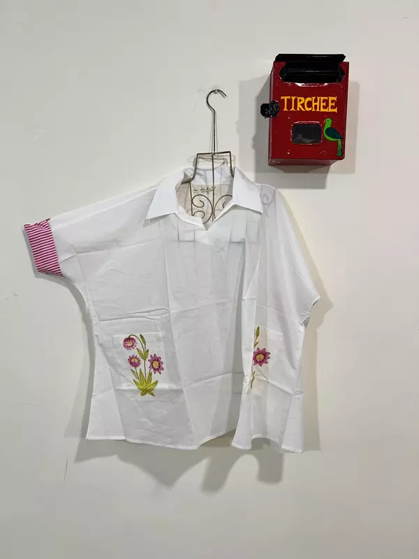 Easy-Fit + Patch Pocket - White & Pink Floral