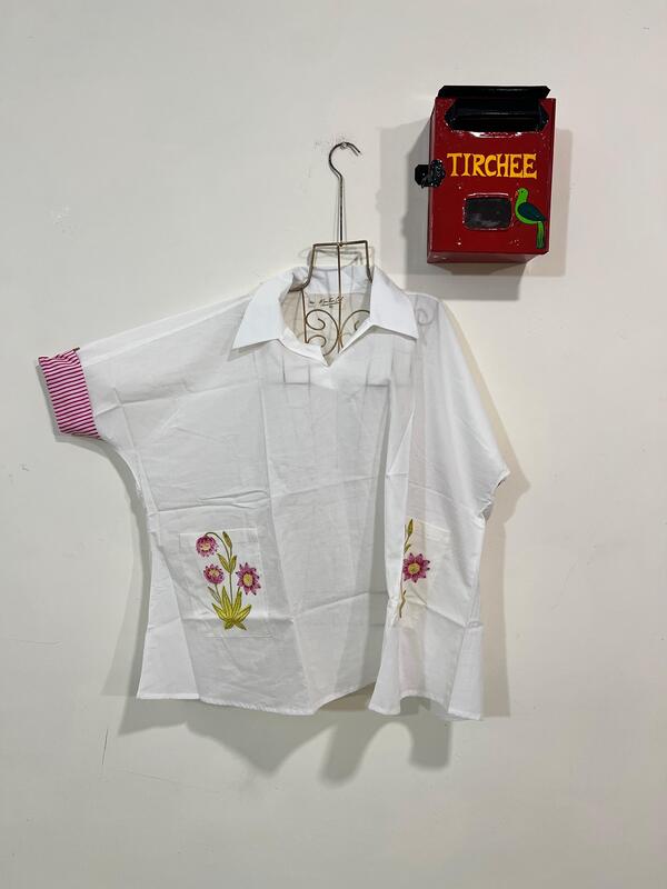 Easy-Fit + Patch Pocket - White & Pink Floral