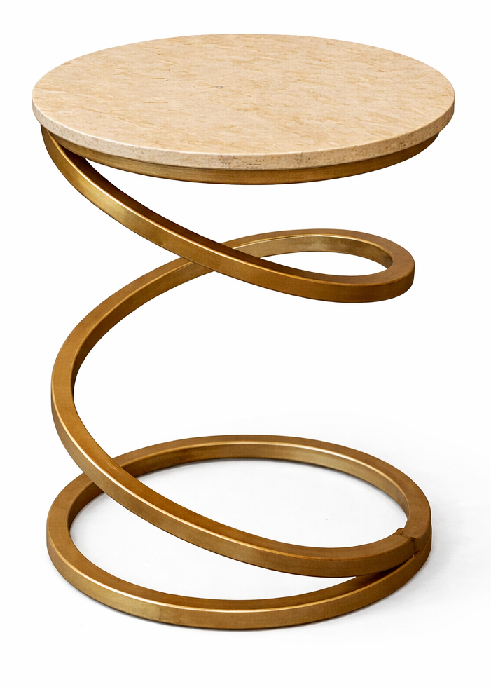 Sping Marble Top Peg Accent End Table