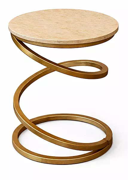 Sping Marble Top Peg Accent End Table
