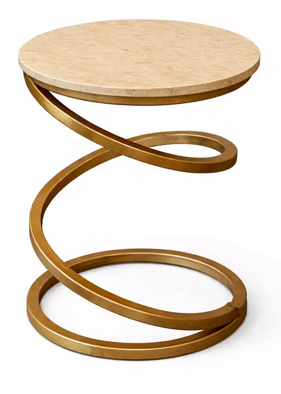Sping Marble Top Peg Accent End Table