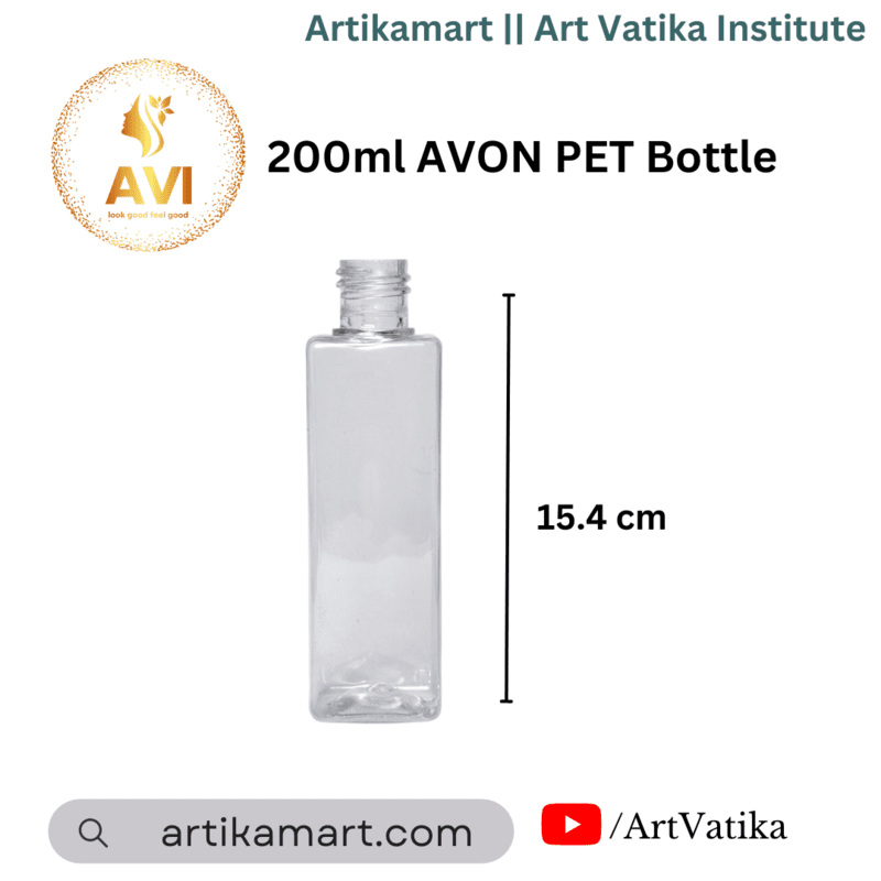 200ml SQUARE PET Bottle CLEAR - 24mm Neck
