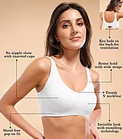 ENAMOR Easy Slip-On and Back Keyhole Women's Cotton Everyday Beginner's Bra - Padded, Wirefree, Full Coverage A106